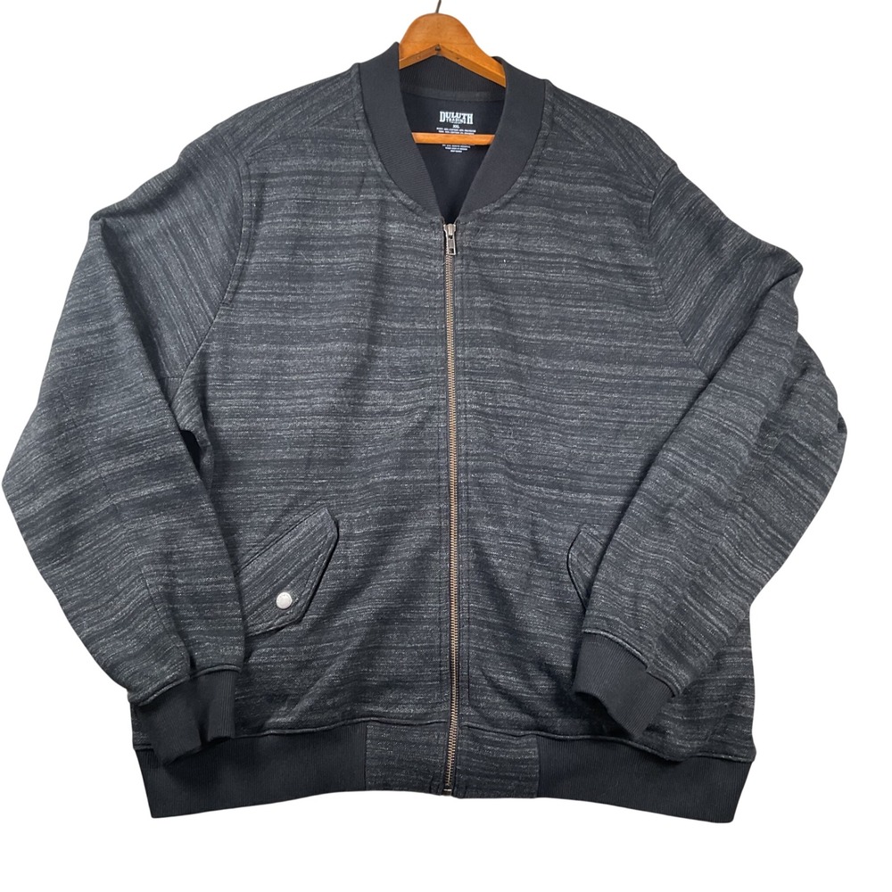 Duluth Trading Co Bomber Jacket Women XXL Charcoal Grey Full Zip Knit 47714